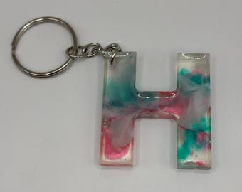 Letter H Marble Keychain