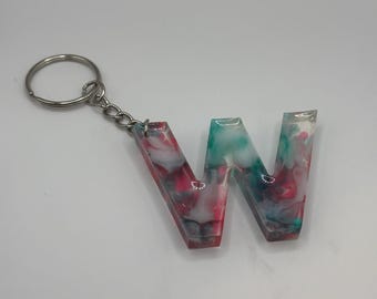 Letter W Marble Keychain
