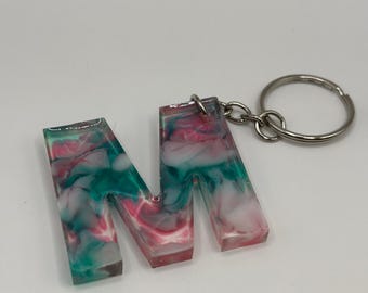 Letter M Marble Keychain
