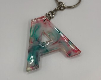 Letter A Marble Keychain