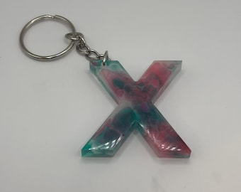 Letter X Marble Keychain