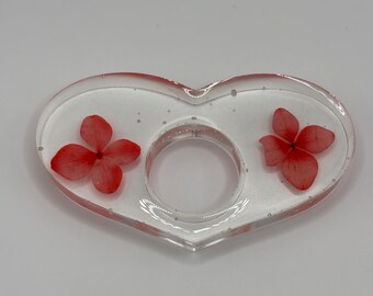 Heart Book Page Holder with Red Flowers