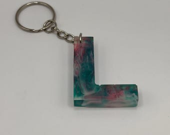 Letter L Marble Keychain