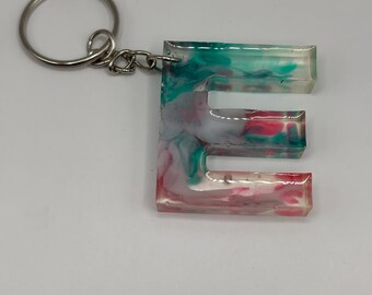 Letter E Marble Keychain