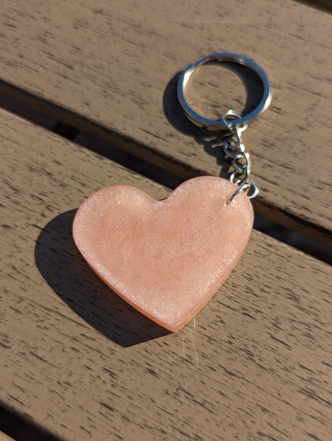 Sparkling Pink Heart Keychain - Etsy