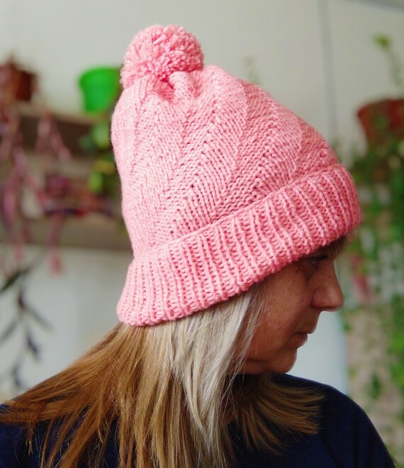 thick knit bobble hat