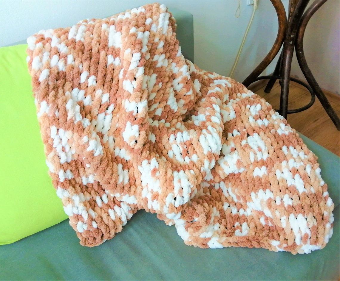 Chenille Baby Blanket Chunky Knit Baby Blanket Loop Yarn Etsy