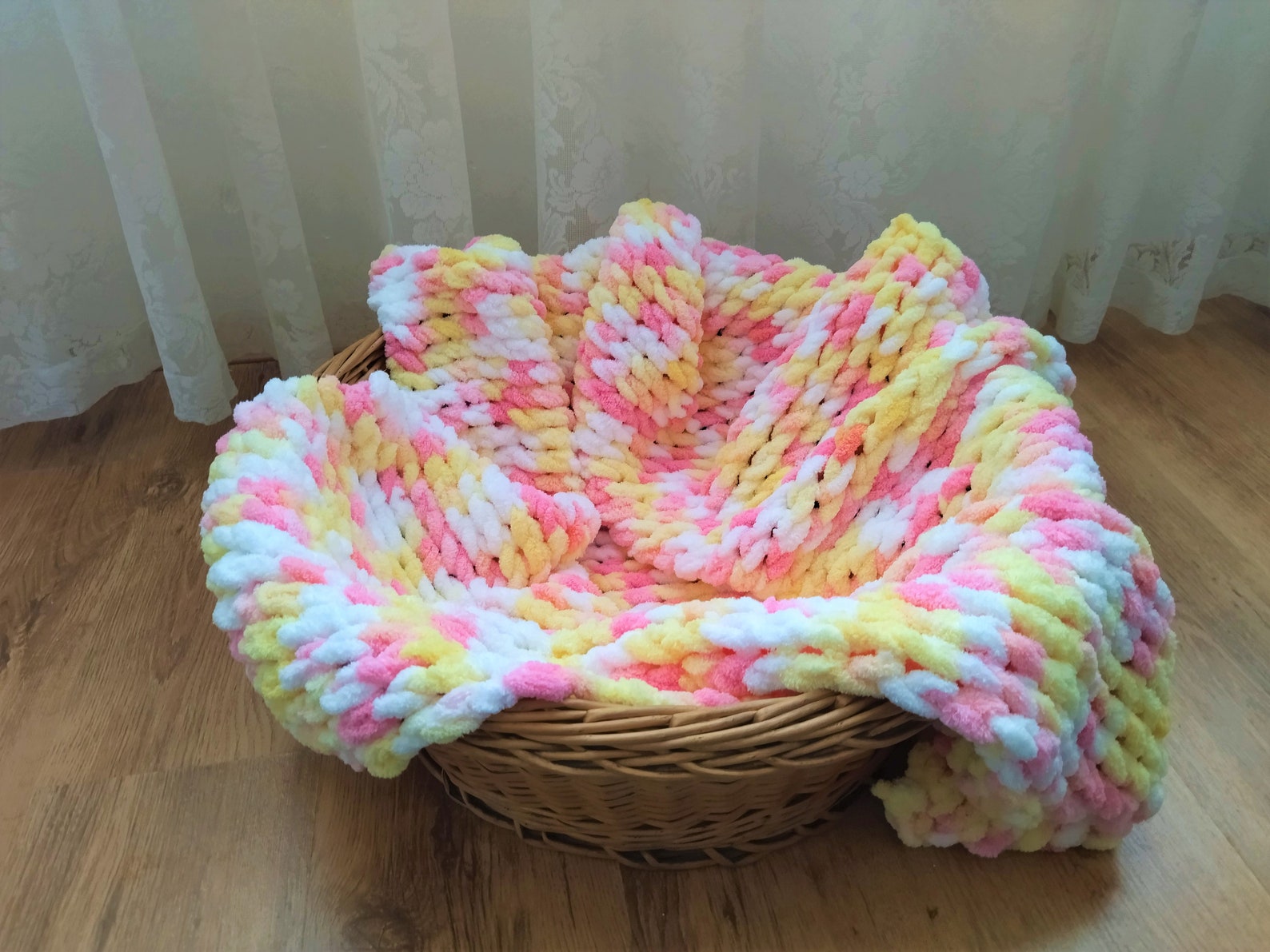 Chenille Baby Blanket Chunky Knit Baby Blanket Loop Yarn Etsy