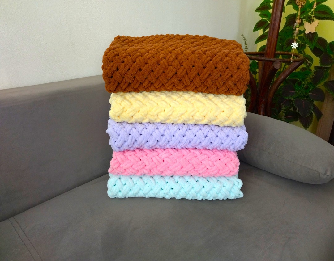 Chenille Baby Blanket Chunky Knit Baby Blanket Loop Yarn Etsy