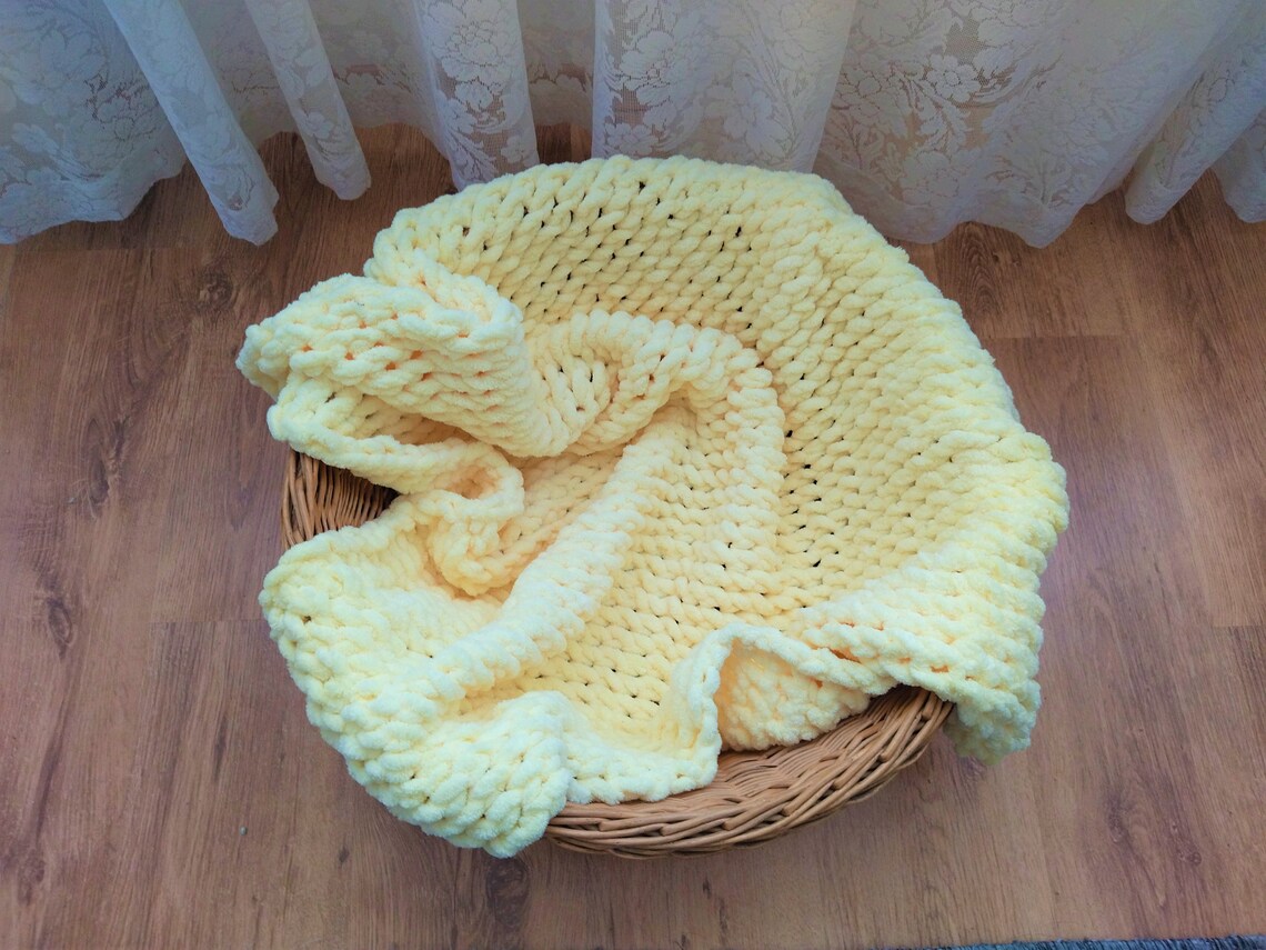 Chenille Baby Blanket, Chunky Knit Baby Blanket, Loop Yarn Blanket for