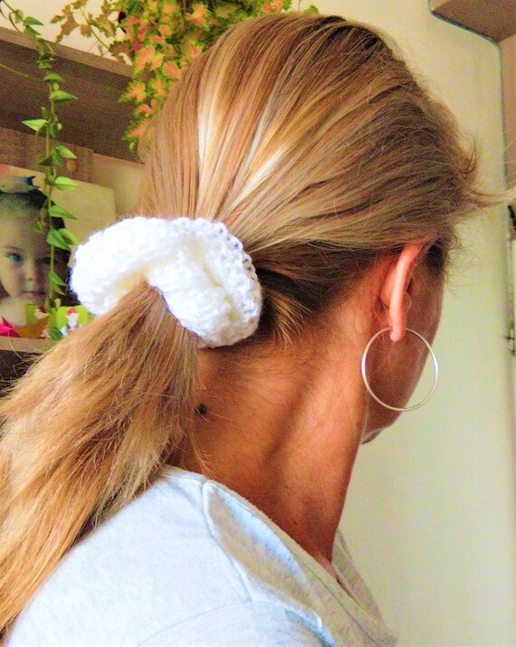 Knit Scrunchie Yarn Hair Tie Fall Scrunchies Messy Bun Etsy