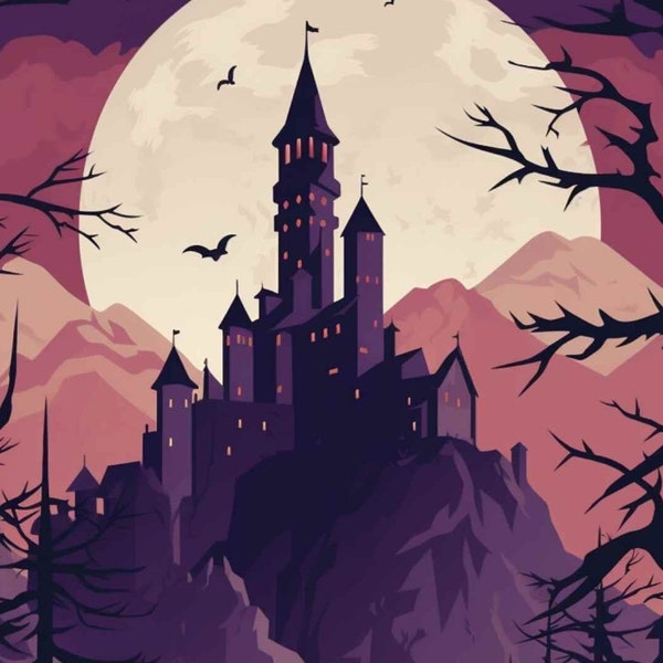 Transylvania Travel Poster Image - Retro Vintage Travel Print style of Dracula's Castle is downloadable file for home use