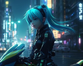 初音ミク アニメプリント - 光沢ポスター紙 A3 / A4 - 260GSM 紙重量