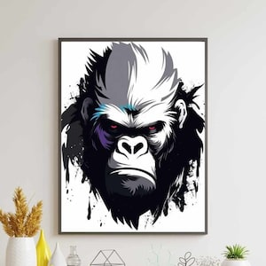 STRIKING GORILLA ART - Print Inspired by Nature | Perfect Gorilla Gift for Animal Lovers Everywhere | Instant Digital Download Available
