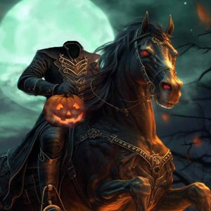 Headless Horseman Poster.  Sleepy Hollow Inspired Halloween Art Print on Glossy Poster Paper A3 / A4 - 260GSM Paper Weight