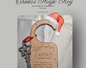 Santa's Magic Key - Sustainable Wooden Door Hanger for homes without chimneys