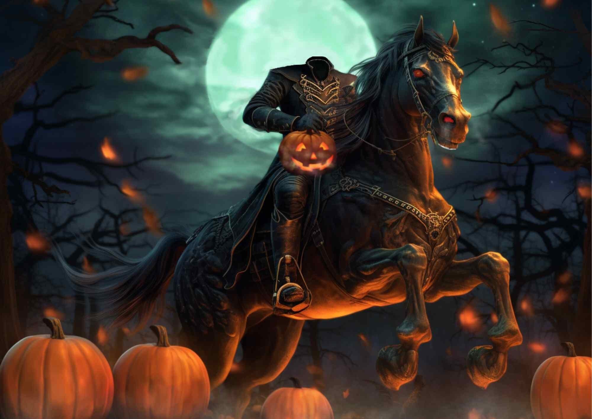 Headless Horseman Poster. Sleepy Hollow Inspired Halloween Art Etsy