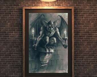 Haunted Mansion inspired  - Gargoyle Art - Digital Art File for instant download