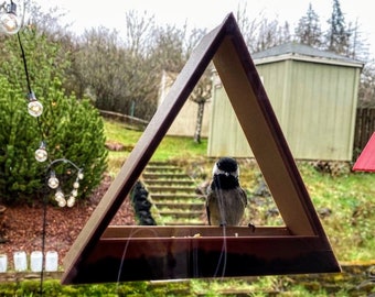 Window Bird Feeder House - The Original 3D Printed Bird Portal Pyramid Triangle Feeder - Made in Portland - Oregon - USA - Est. 2022 -