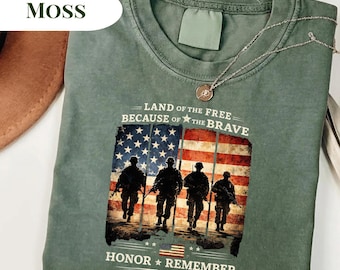 Comfort Colors Land Of the Free Shirt, America Shirt, Honor and Remember Shirt, 4th of July Shirt, Land of the free Because of the Brave Tee