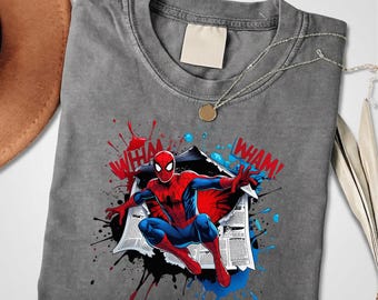 Comfort Colors® Spider Hero Inspired Shirt, Comic Style Superhero Graphic Tee, Action Comic T-Shirt, Comic Book  Gift, Unisex Culture Shirt