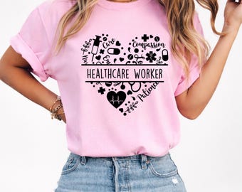 Camiseta para trabajadores sanitarios, regalo para personal médico, camiseta de agradecimiento para enfermeras, camiseta con el lema "Corazón de la salud", camiseta para personal médico