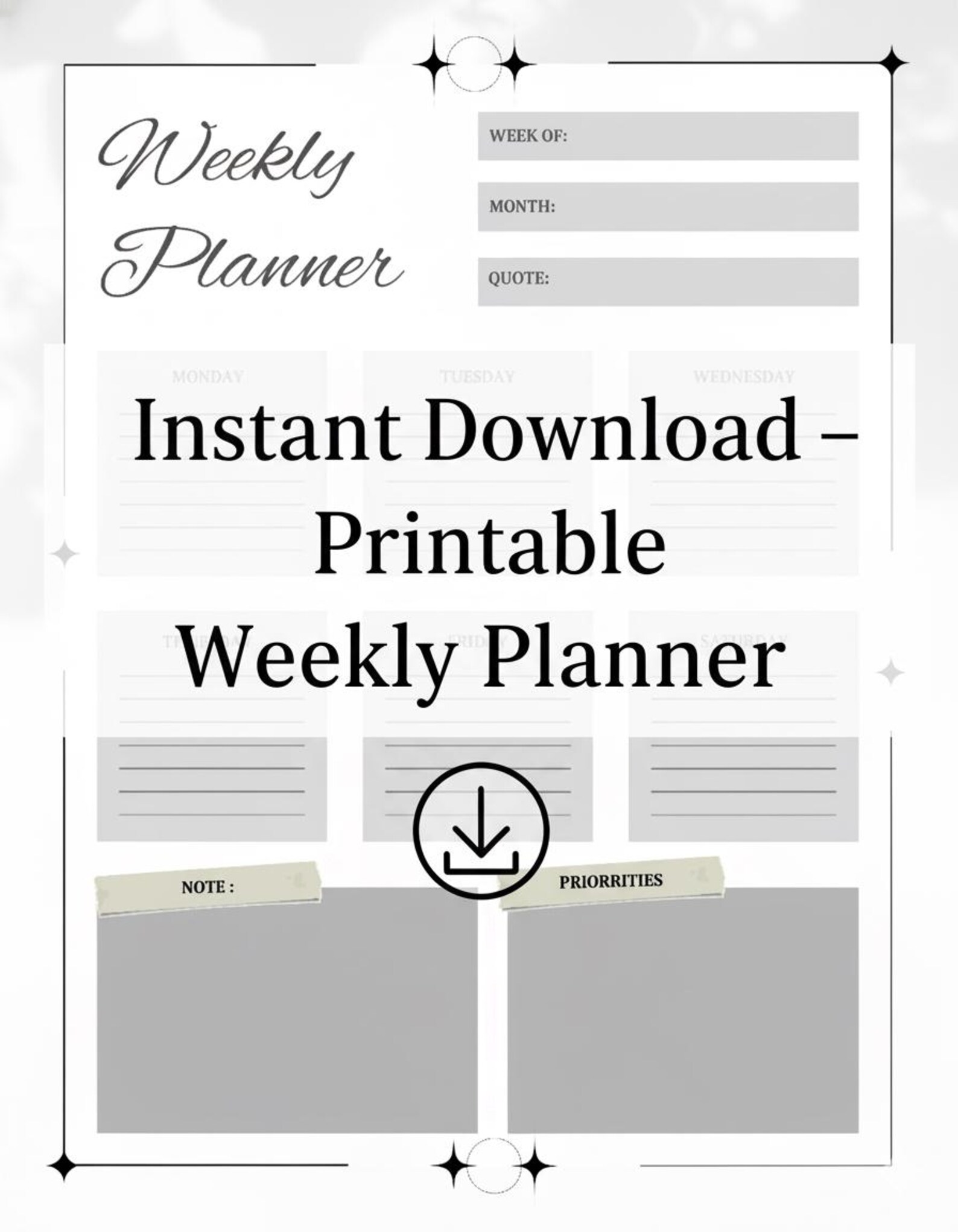 Minimalist Weekly Planner Printable | Weekly Schedule Template ...