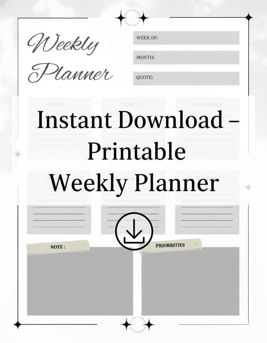 Minimalist Weekly Planner Printable | Weekly Schedule Template ...