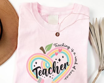 Comfort Colors® Teacher Shirt, Teaching Is A Work Of Heart Shirt, Teacher Appreciation Gift, Cute Teacher Tee, Back to School Shirt