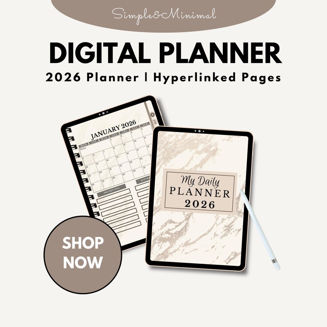 2026 Digital Planner PDF | Hyperlinked Pages | Annual Calendar ...