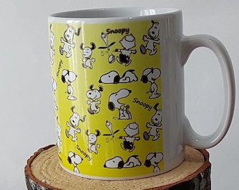 Snoopy fun mug, Yellow Snoopy Coffee Cup: Great Christmas ,Bday Gift with box