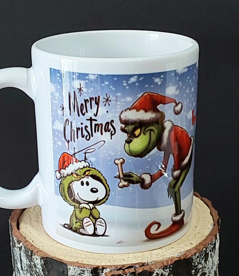 The Text The Grinch and Snoopy Mug, Christmas Coffee Cup - Christmas Gift ...