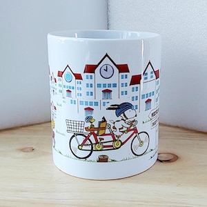 Snoopy Cycling Mug, Peanuts Woodstock Cartoon, Ideal Birthday Gift Christmas too.. image 1