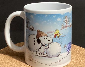 Snoopy Snowball Mug, Peanuts  Mug, Christmas Coffee Cup: Christmas, Stocking Filler Gift - Boxed