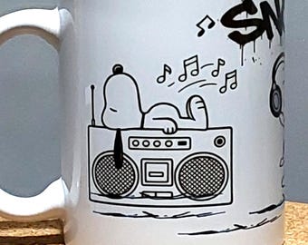Snoopy Tunes Mug, Music Lover Coffee Cup Snoopy: Birthday,Christmas Gift Idea
