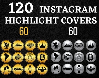 120以上のラグジュアリーライフスタイルInstagramハイライトカバーブラック、シルバー、ゴールドパック、メンズIgストーリーカバー、スタイリッシュなカバー、ソーシャルメディアキット、デジタル