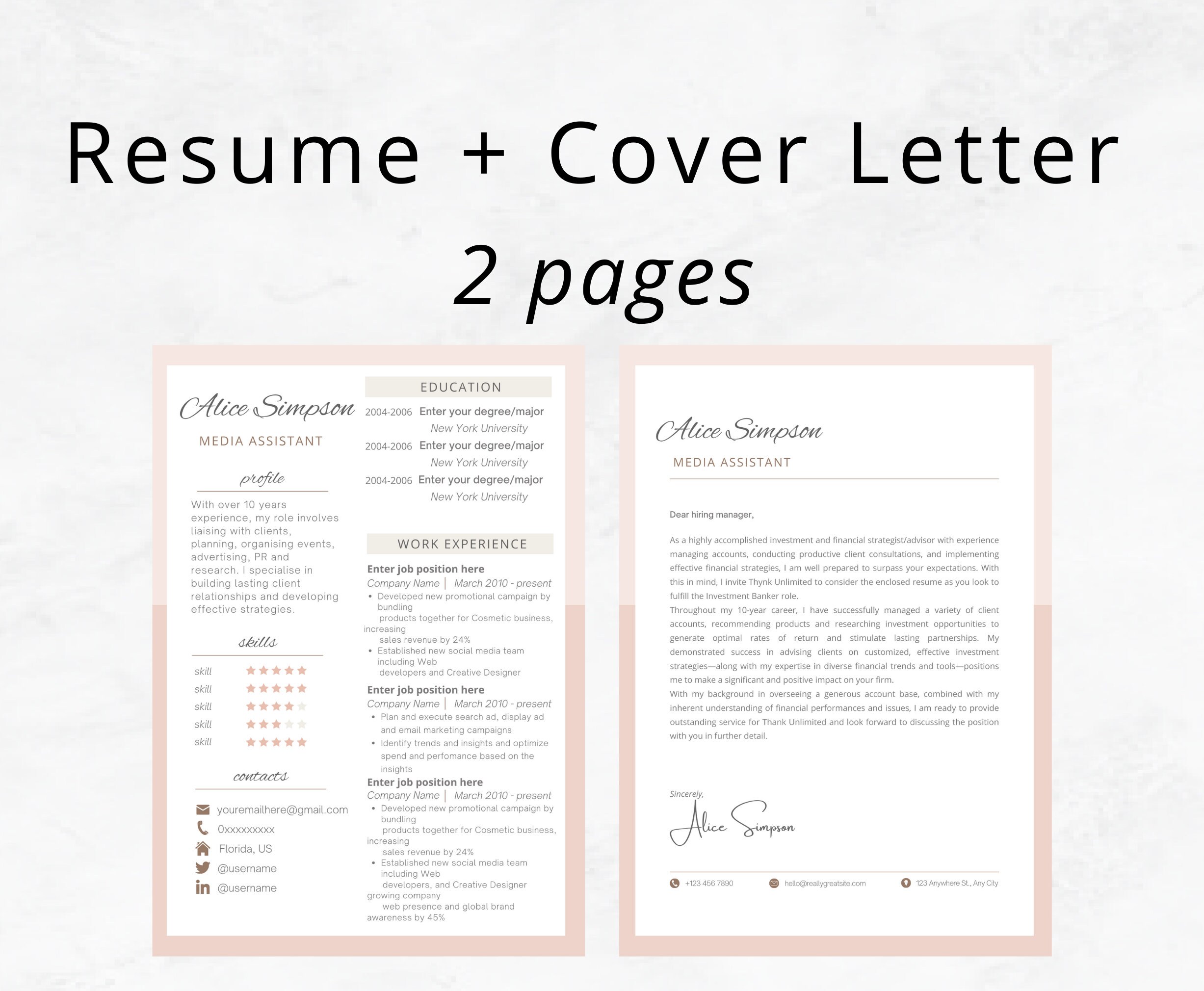 Canva Cv Template, Cover Letter Template, Resume Template With Picture ...
