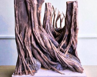Aquarium Driftwood Background Hardscape for Aquatic Plants | Axolotl, Betta Fish & Shrimp Decoration