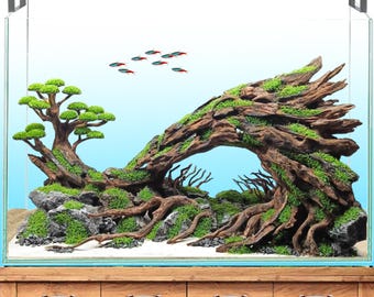 Bonsai Tree Aquarium, Bonsai Driftwood Fake Moss, Bonsai Driftwood, Fish Tank Decoration, Aquarium Aquascape, Aquarium Decoration