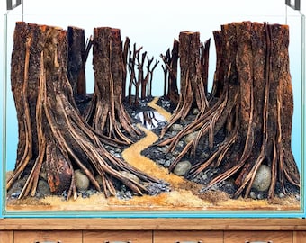 Aquarium Driftwood Background Hardscape for Aquatic Plants | Axolotl, Betta Fish & Shrimp Decoration