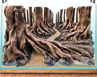 Aquarium Driftwood Background Hardscape for Aquatic Plants | Axolotl, Betta Fish & Shrimp Decoration