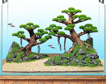 Bonsai Tree Aquarium, Bonsai Driftwood Fake Moss, Bonsai Driftwood, Fish Tank Decoration, Aquarium Aquascape, Aquarium Decoration