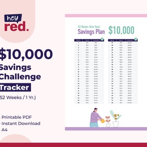 10k Money Savings Challenge Tracker, 10000 Savings Tracker, 10k Budget Savings Sheet, 10k Dollars Savings Chart - NEW