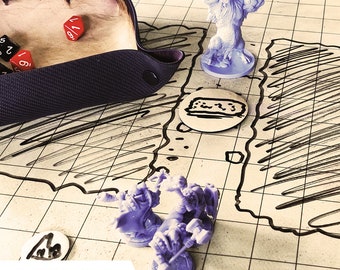 Alfombra De Juego De Borrado En Seco De 50x50 Cm – Cuadrícula Cuadrada Para D&D Y Pathfinder, Diseño De Papiro
