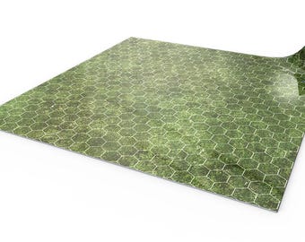 Tapete de RPG de borrado en seco de 50 x 50 cm con cuadrícula - tapete de batalla de borrado en seco para RPG compatible con D&D, Pathfinder, World of Darkness - Hierba