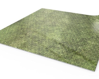 Tapis de combat effaçable à sec pour RPG 80 x 80 cm avec quadrillage - Tapis de combat effaçable à sec pour RPG compatible avec D&D, Pathfinder, World of Darkness - Herbe