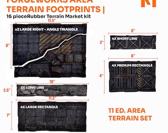 Forgeworks Area Terrain Footprints -  16-Piece Rubber Terrain Marker Kit for 40k