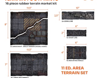 Forgeworks Area Terrain Footprints -  16-Piece Rubber Terrain Marker Kit for 40k