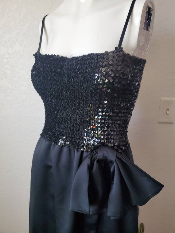 70s Vintage Sequined Tube top Disco Party Bow Dre… - image 4