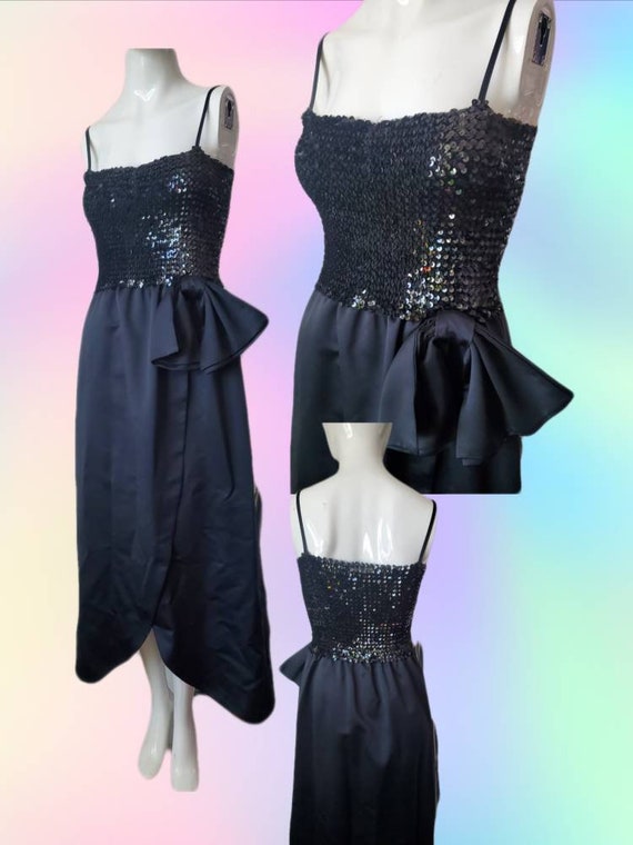 70s Vintage Sequined Tube top Disco Party Bow Dre… - image 2